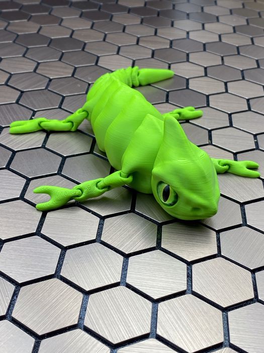 3D-друкована гнучка ящірка — яскраво-зелена, 21 см