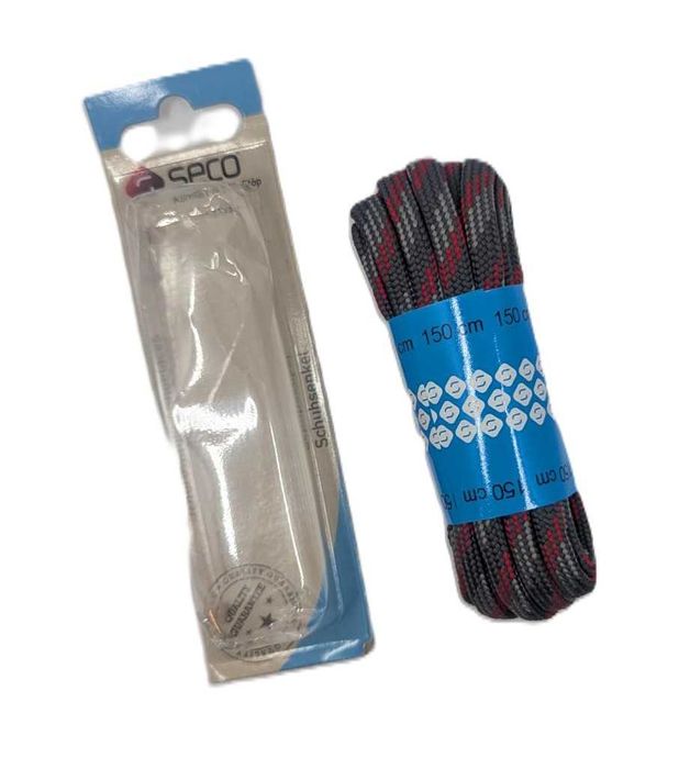 Sznurowadła trekkingowe 150 cm – Szaro-Czerwone, poliester