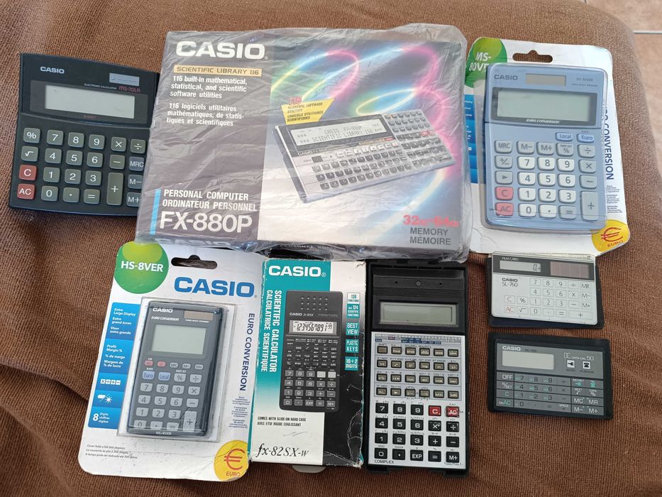 Set of 7 Casio Calculators and Casio FX-880P Programmable Calculator64585473488258122