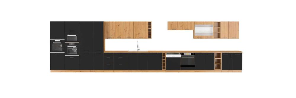 Zestaw mebli kuchennych, kuchnia z czarnymi frontami Modena 3