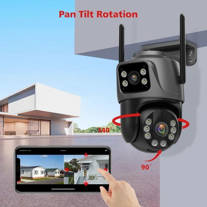 ‼️ подвійна поворотна 8Мп камера відео спостереження на ICsee