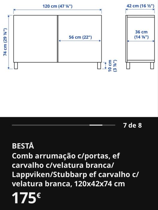 Movel ikea Besta 120x42x74 efeito carvalho