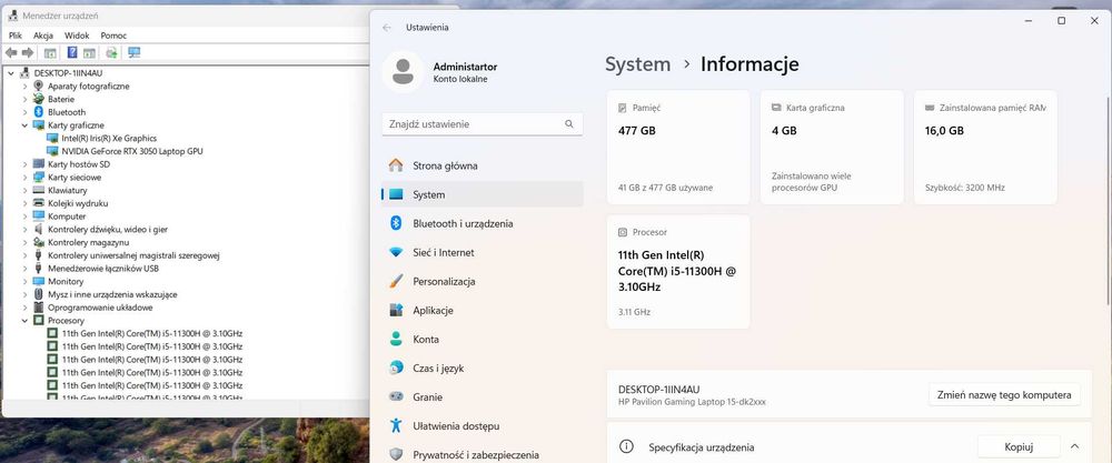 HP Pavilion Gaming 15-dk2335 RTX3050 i5-11300H 16GB 512GB