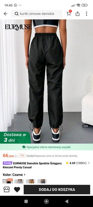 Spodnie szerokie sportowe dresy ortalionowe ściągacze s 36