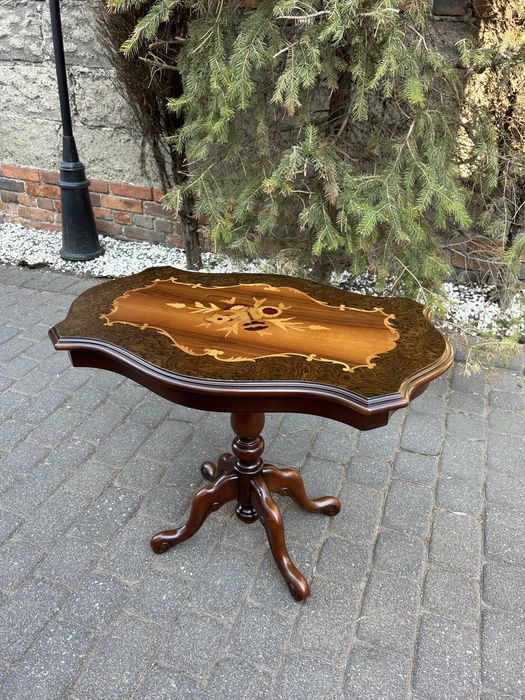 Stylowy Stolik Kawowy Intarsja Ława Ludwik Unaikt Po Renowacji