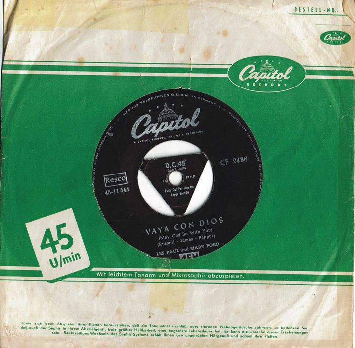 Les Paul and Mary Ford* – Vaya Con Dios / Johnny 7" 45 rpm - 1953