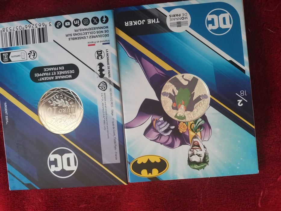 Moedas de 10€ prata - coleção DC Comics