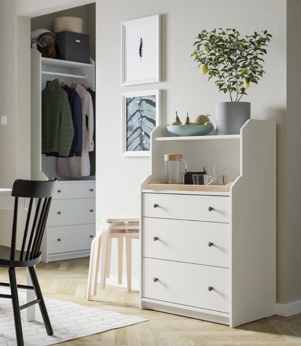 Biała komoda IKEA HAUGA – 3 szuflady i półka Warszawa Ursynów