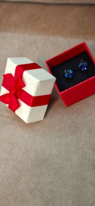 Kolczyki nowe srebrne kostki Bermuda Blue