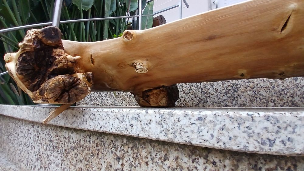 Fruteira,  centro de mesa  esculpida em tronco de laranjeira