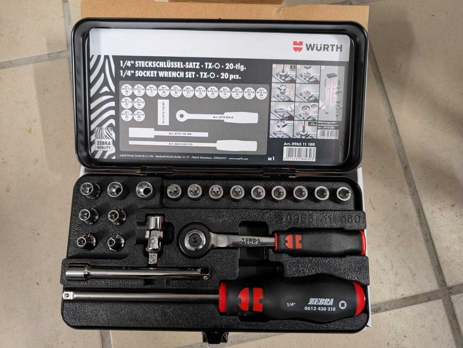 WURTH Zestaw kluczy nasadowych ZEBRA TX 1/4 20 częściowy