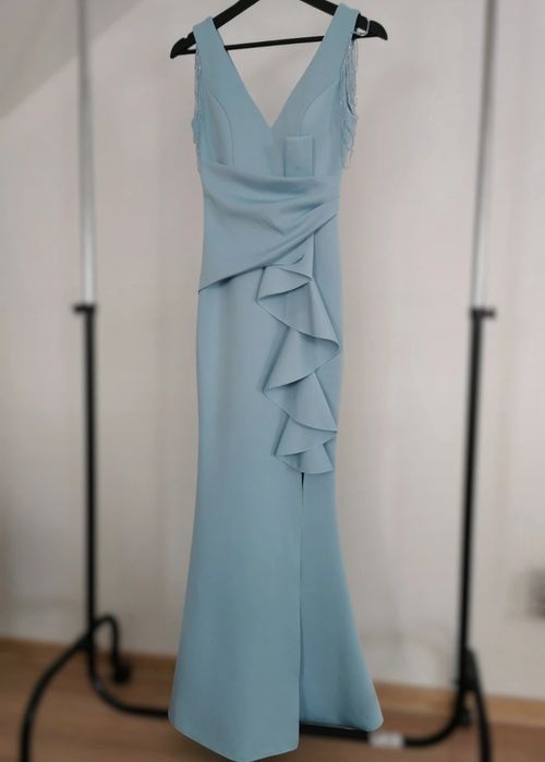 Jasnoniebieska błękitna sukienka suknia ślubna cywilny poprawiny rybka