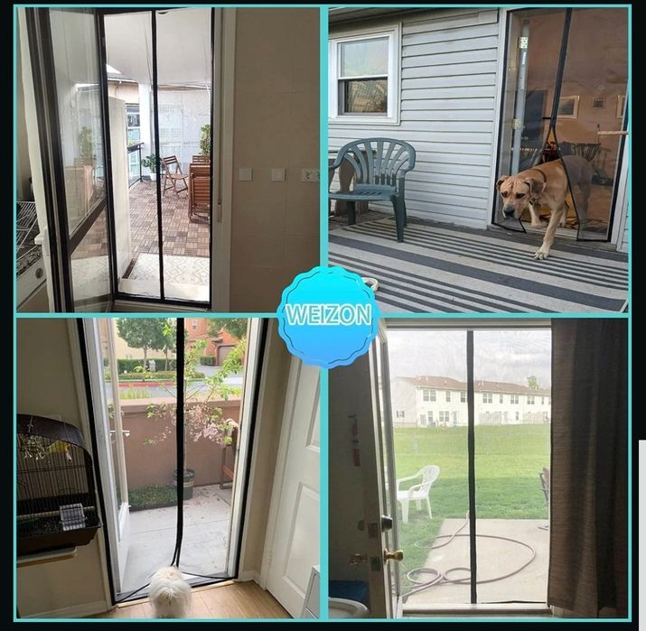 Moskitiera magnetyczna, 75x210 cm, czarna bez wiercenia