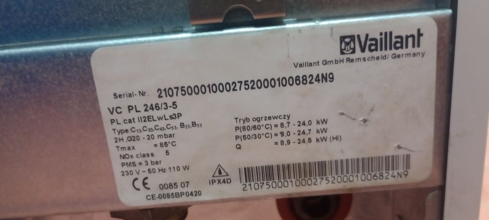 Piec gazowy jednofunkcyjny Vaillant