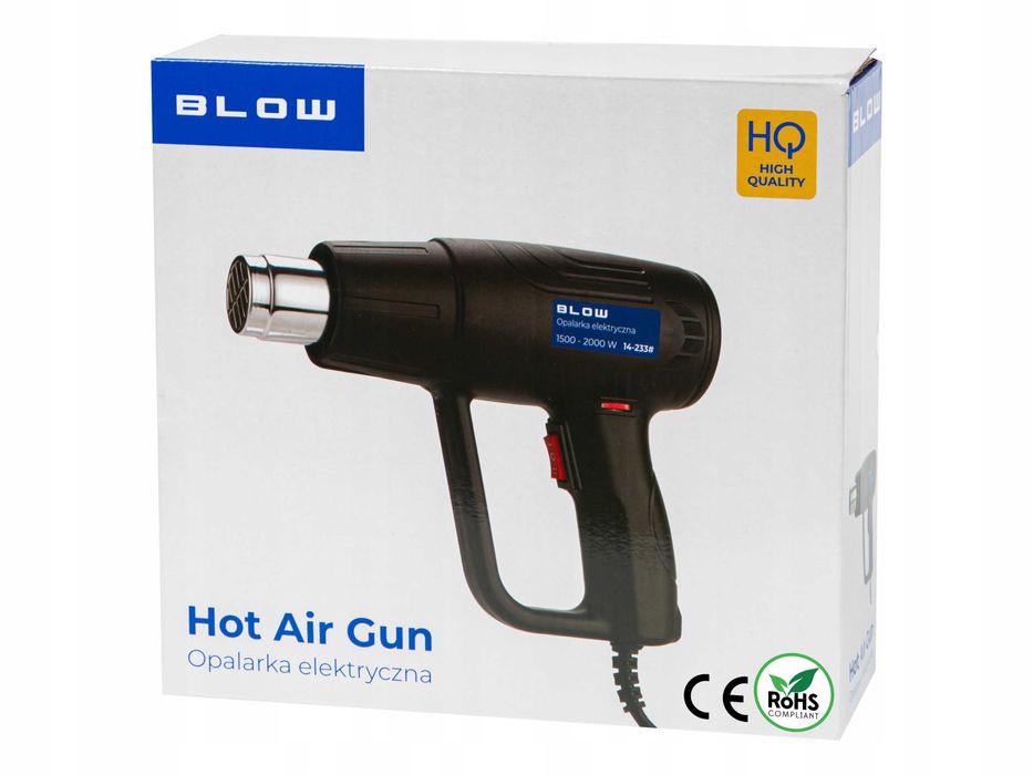 Mocna opalarka 2000W regulacja temperatury 100-600°C 4 końcówki