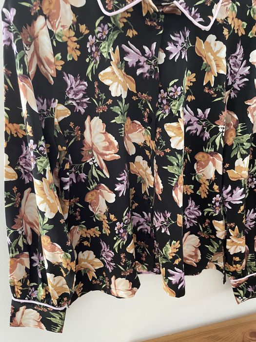 Piękna koszula damska boho czarna w kwiaty ICHi 40