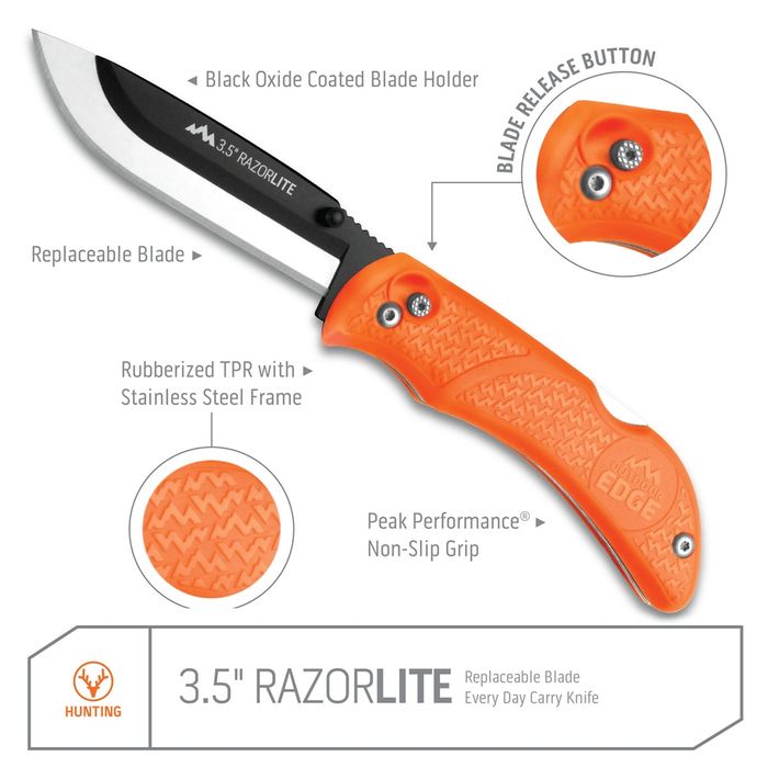 Nóż OUTDOOR EDGE RazorPro L – Wymienne Ostrza – Myśliwski / Survival