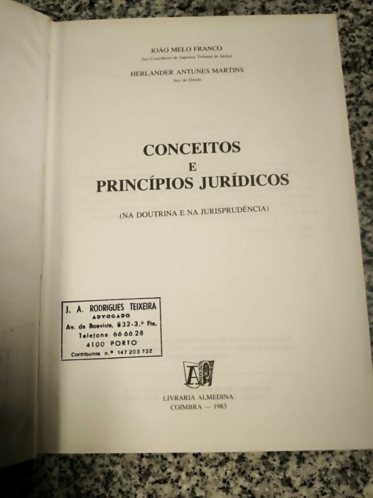 Conceitos e Princípios Jurídicos - João Franco e Herlander Martins