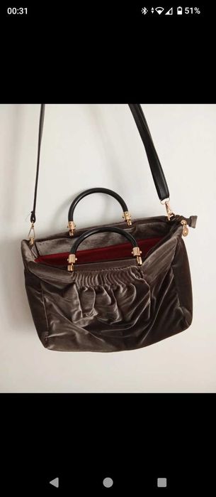 Mala cinzenta  veludo