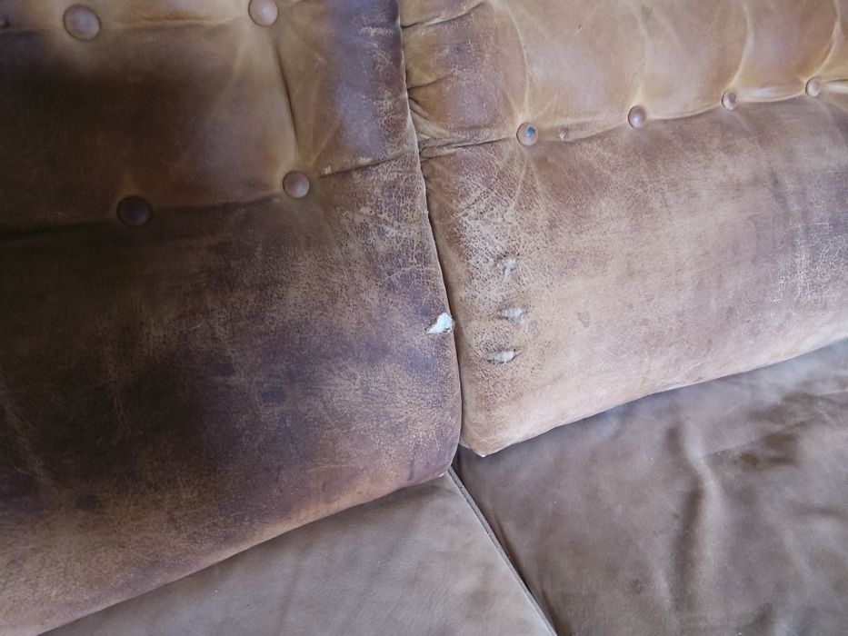 Шкіряний диван. Дубовий столик.