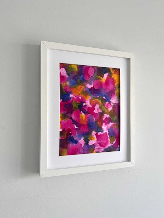 Quadro - Pintura abstrata em acrílico com moldura