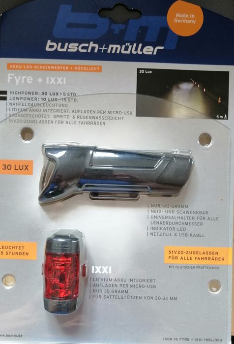 Oświetlenie rowerowe Busch+Muller Fyre+IXXI NOWE