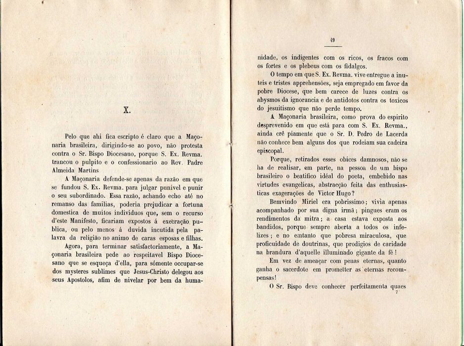 RARÍSSIMO Manifesto da Maçonaria do Brasil - Rio de Janeiro - 1872 !!!
