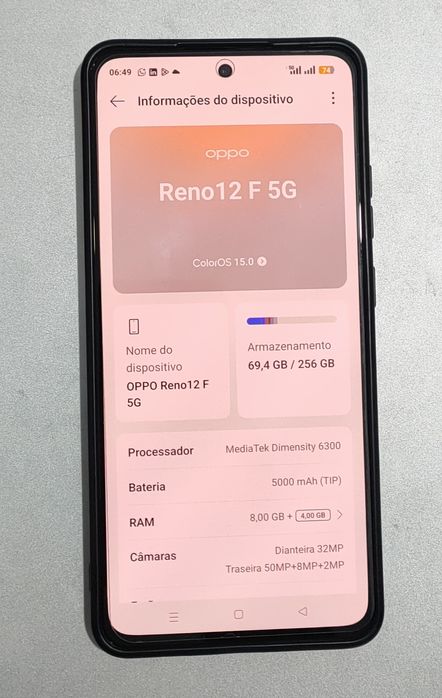 Oppo Reno 12 F 5G 256GB 8GB RAM Verde – Excelente Estado – 4 Películas