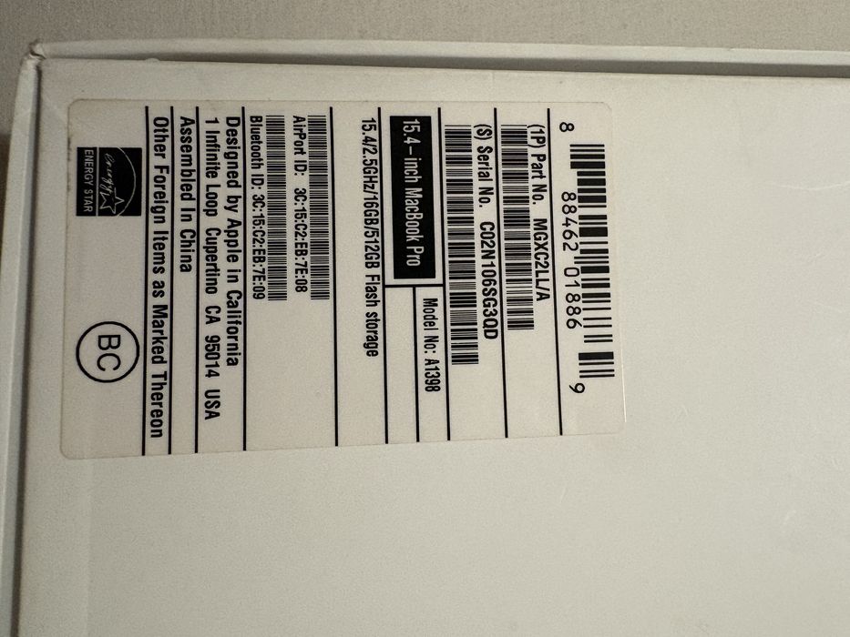 MacBook Pro 15” Retina (A1398) – Para Peças / Sem Board