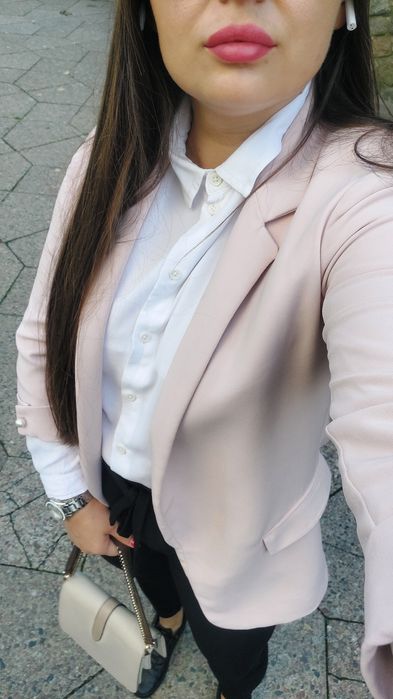 Marynarka ZARA 36 elegancka pudrowy róż basic