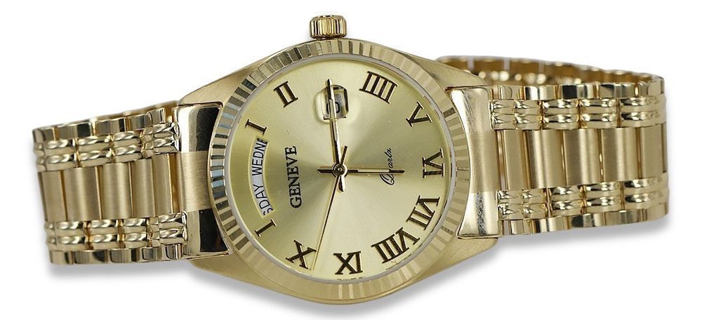 Złoty zegarek męski 14k 585 Geneve mw013ydyy&mbw006yo W
