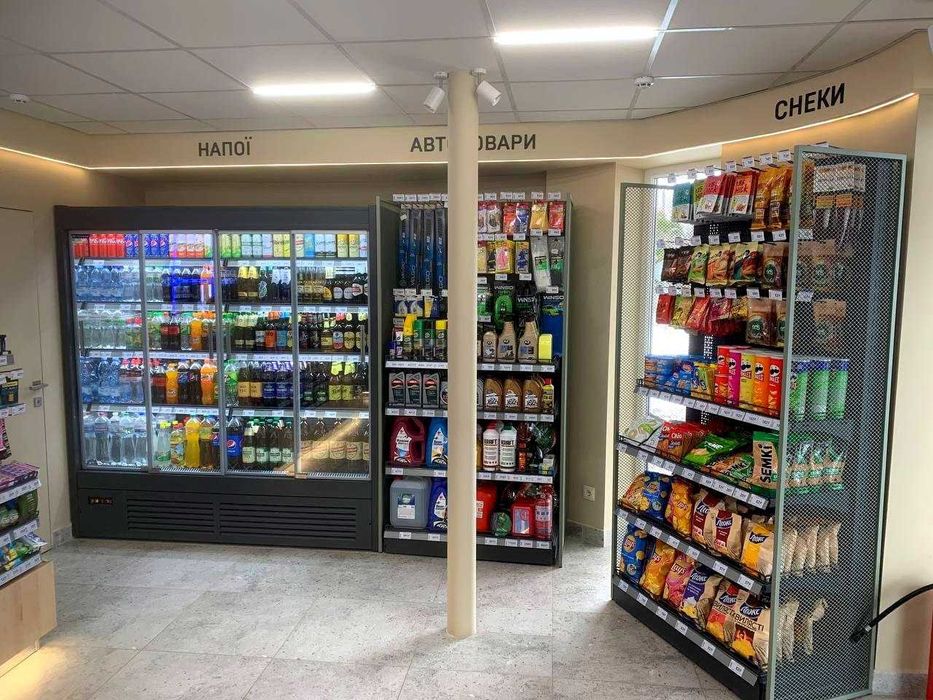 Холодильні регали. Енергозберігаючі вітрини в магазин. Гірки. Стелажі