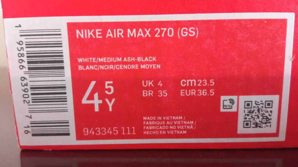 36,5 Buty Nike Air Max 270 White Red Black