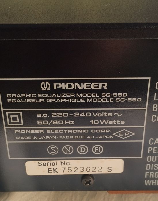 Equalizador Gráfico Pioneer SG 550
