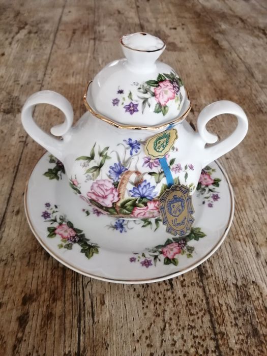 Açucareiro com prato porcelana Limoges