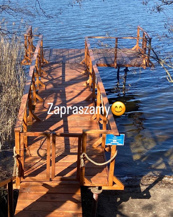 Domek nad jeziorem Łąkie jacuzzi sauna prywatny pomost