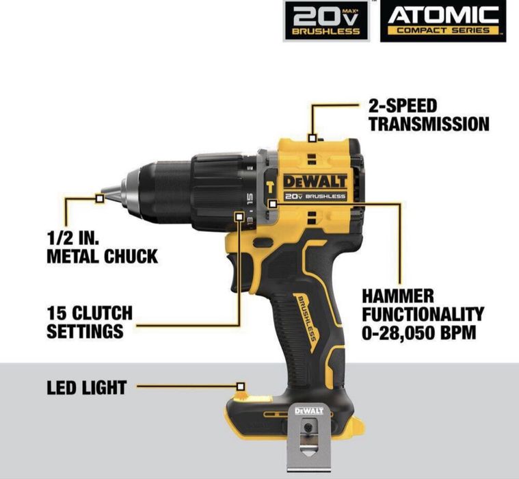 DeWALT DCK200D1P1 набір інструментів 20V MAX з дрилем та шуруповертом