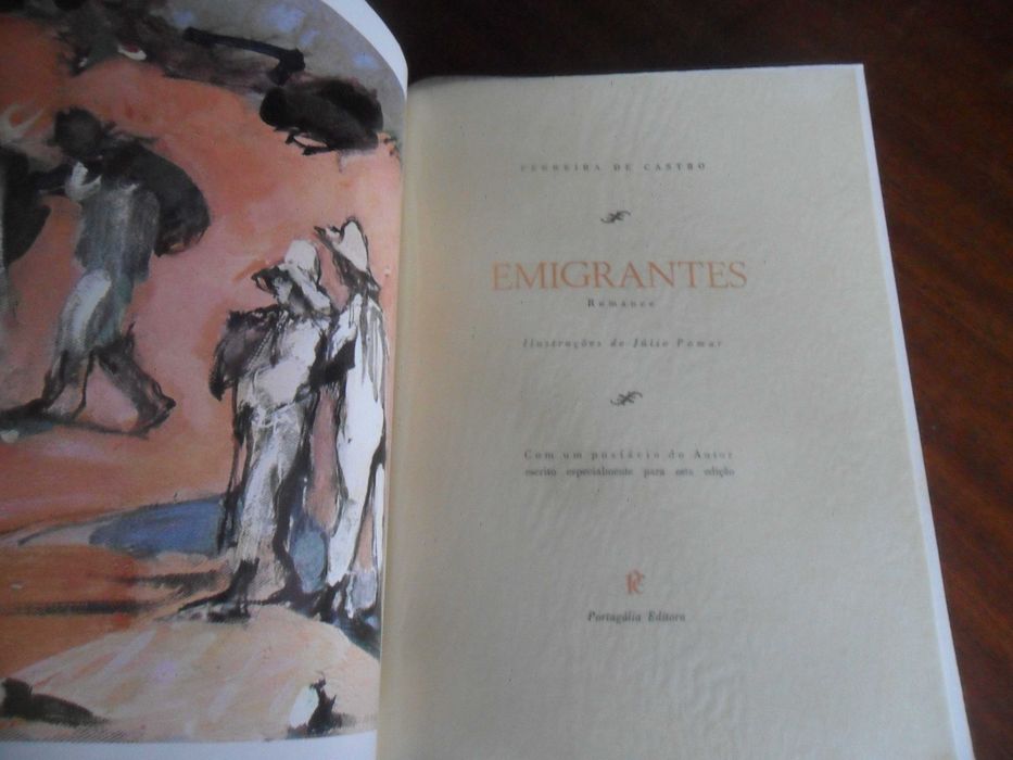 "EMIGRANTES" de Ferreira de Castro -  Ilustrações de Júlio Pomar - AUTOGRAFADO PELO AUTOR