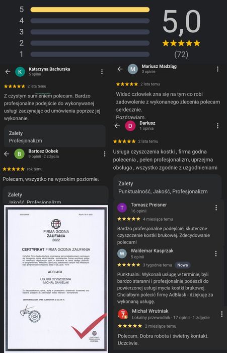 Mycie / czyszczenie kostki brukowej, polbruku