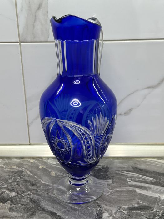 Вінтажний кувшин графин з синього скла Стрий