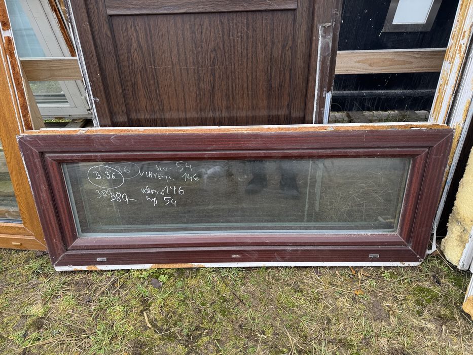 2x okno plastikowe 146x54 machon biale (uchylne, dostawa kraj, pcv)