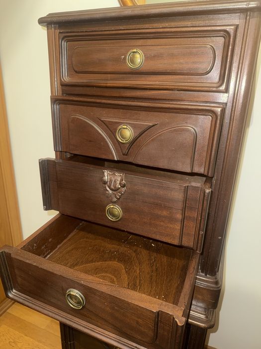 Cómoda madeira maciça + 2 mesas de cabecira com gavetas vintage