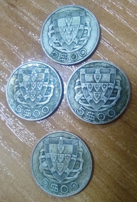 Moedas de 5 escudos da República 1937 em prata