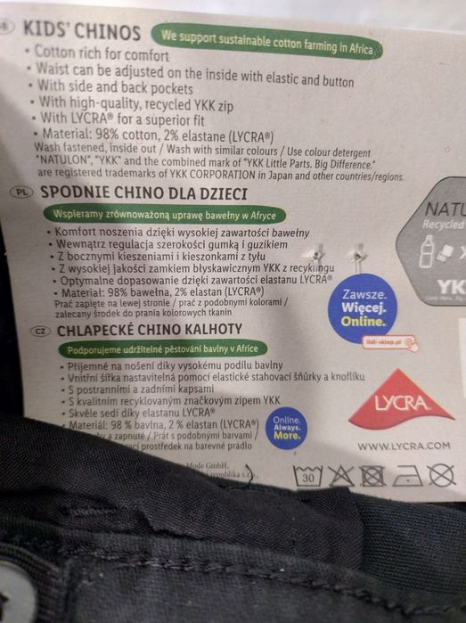 Spodnie chłopięce r 134 chino czarne