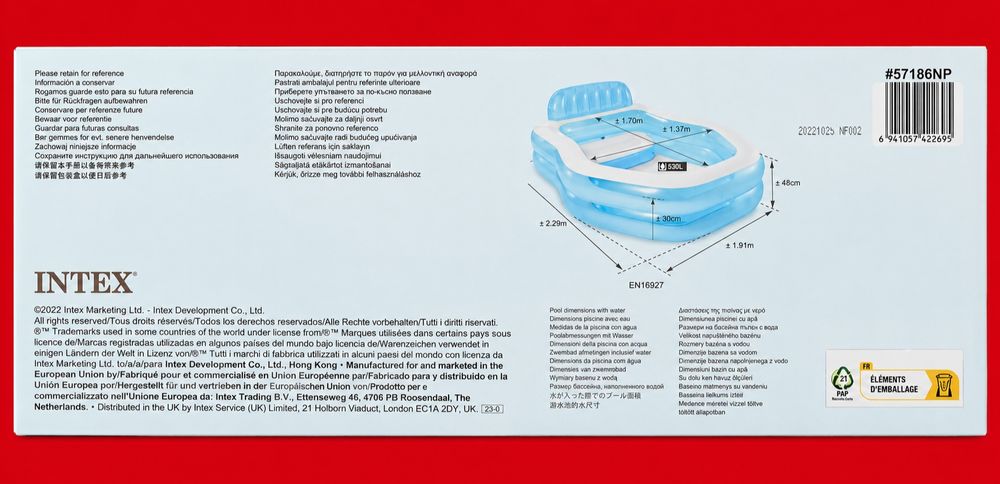NOWY Basen Dmuchany z Daszkiem INTEX 57186 Wet Set Family Pool [229x191 cm / 530 l]