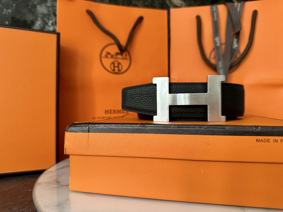 Pasek Hermes meski skora naturalna zestaw prezent