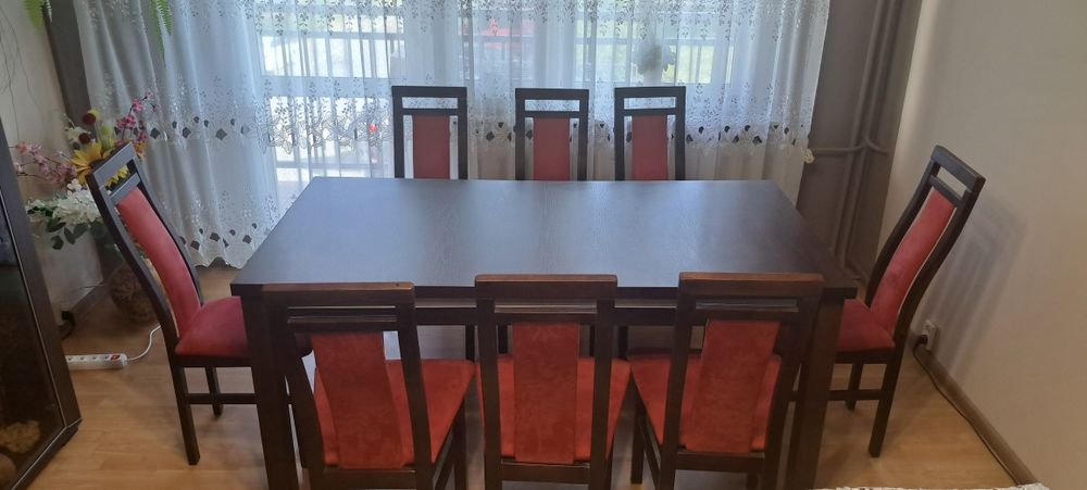 Stół z krzesłami, kolor Venga, 160 x 80, jadalnia/salon