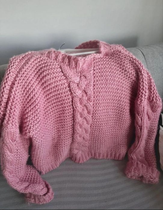 Gruby damski sweter pleciony Dolce Diva Zara warkocz UNI chaos