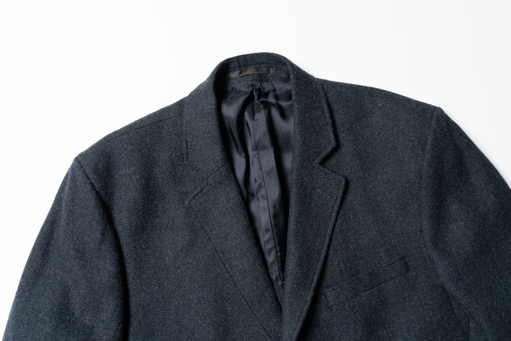 CREW Clothing Company Navy Blue Wool Jacket Tweed Blazer [Bmh016799]