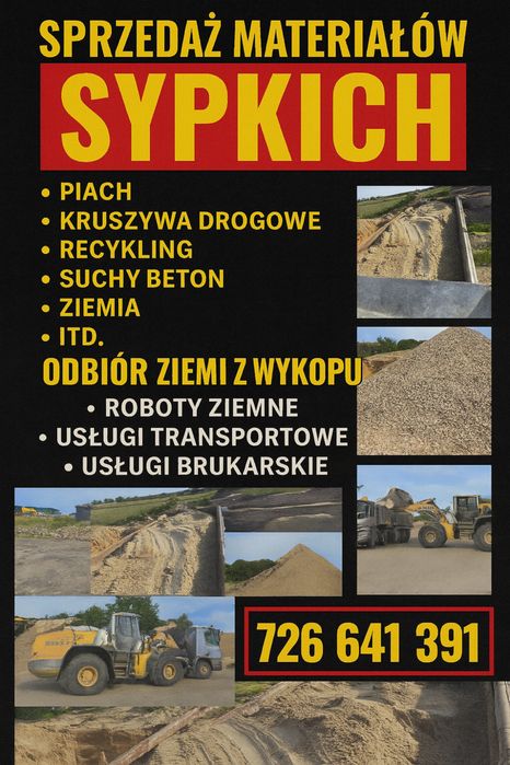 Sprzedaż piachu kruszyw ziemi usługi transportowe